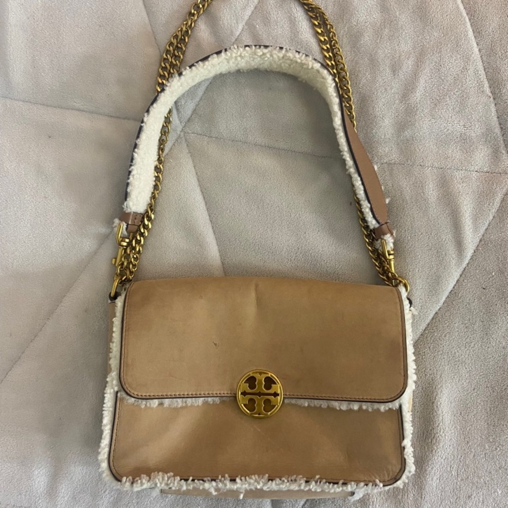Tory Burch Chelsea Suede & Shearling Convertible Shoulder Bag